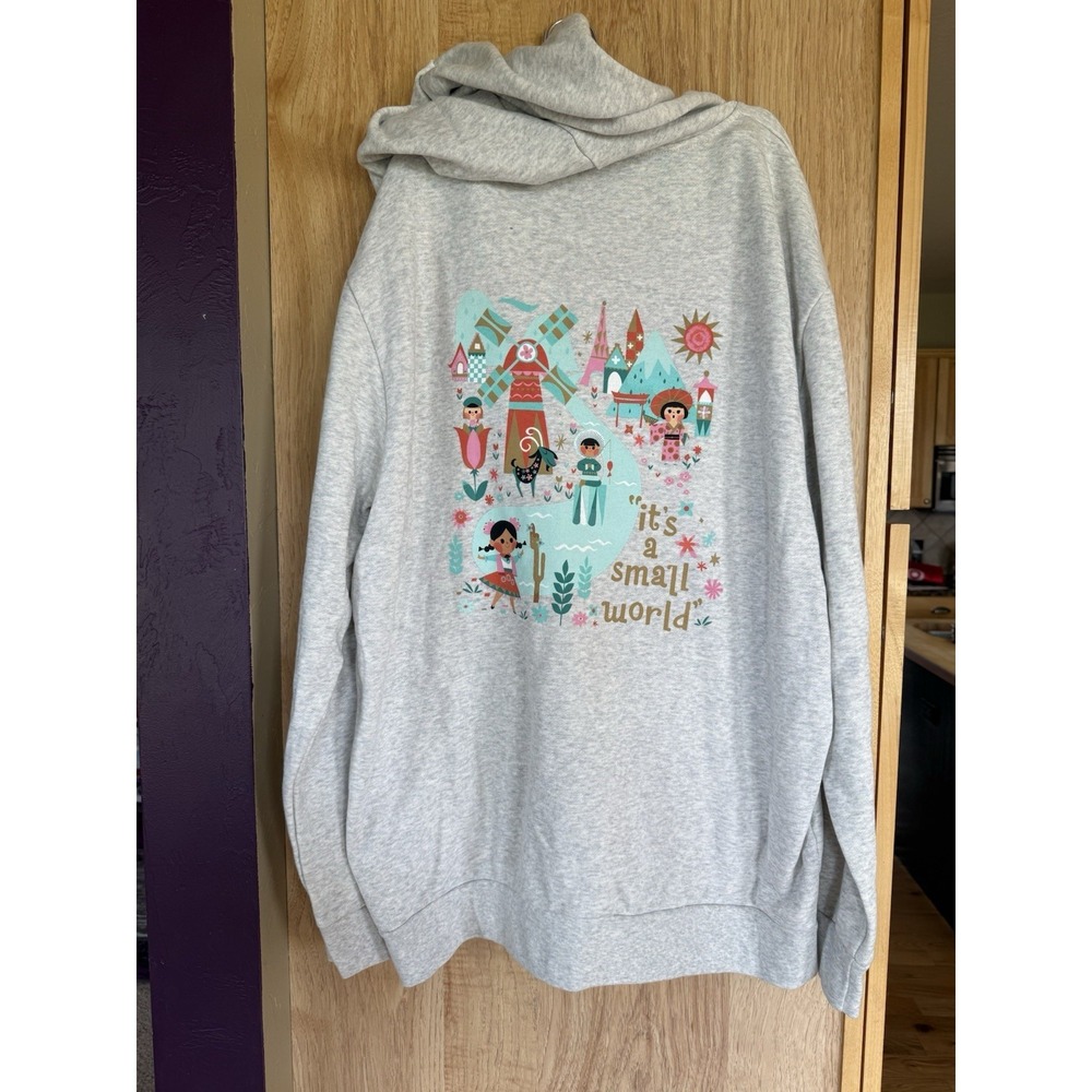 Disney World Parks It's A Small World Ride Zip Up Hoodie Adult Size Large NWT